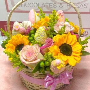Canasta de flores y girasoles