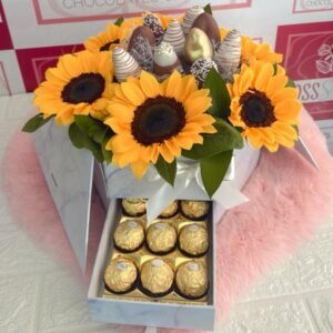 Caja hexagonal con girasoles