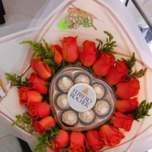 Ramo de rosas y ferreros